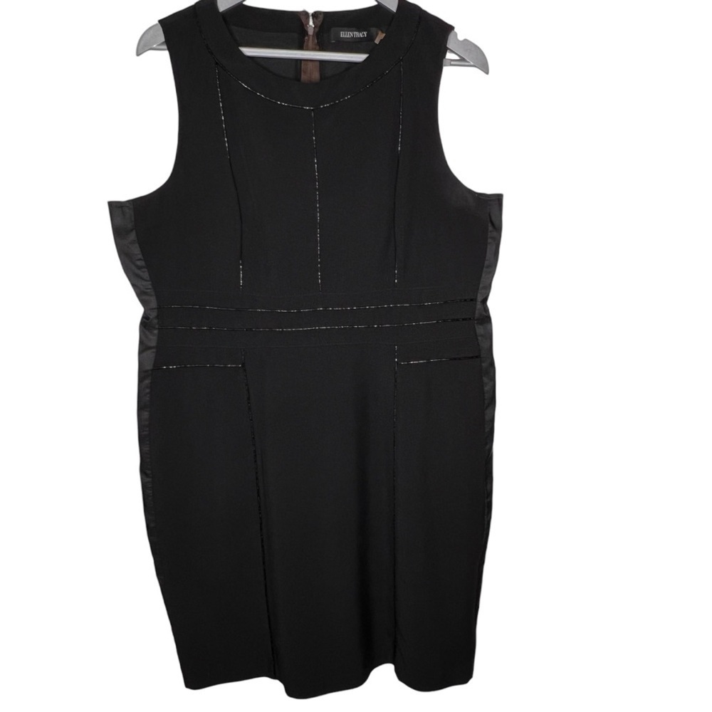 Ellen Tracy Black Sleeveless A Line Sheath Dress Size 14 Knee Length Semi Formal